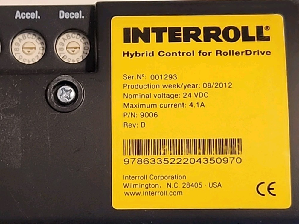 INTERROLL 9006 Hybrid Control Module For Rollerdrive, Rev. D - Warranty