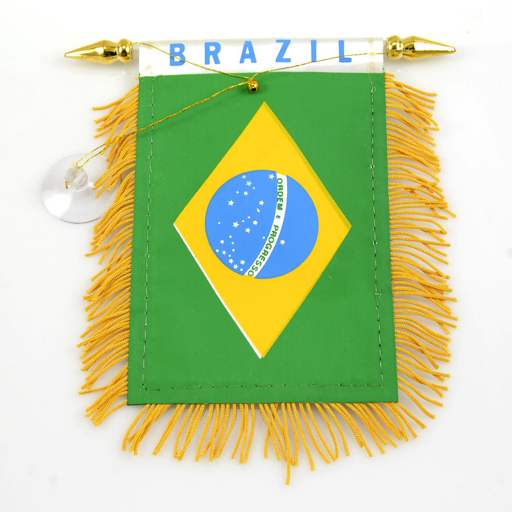 "BRAZIL" FLAG MINI BANNER CAR WINDOW MIRROR