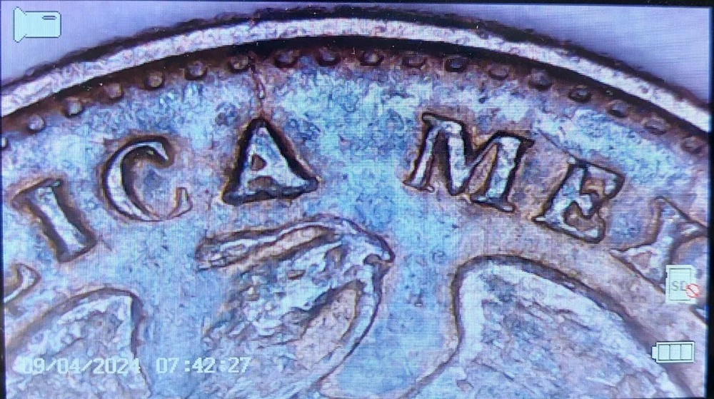 1903-CN Q Mexico 5 Centavos Blue Tone Silver!