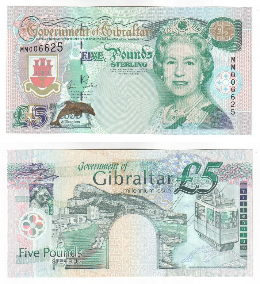 GIBRALTAR £5 Banknote, Millennium Issue (2000) P.29 - UNC