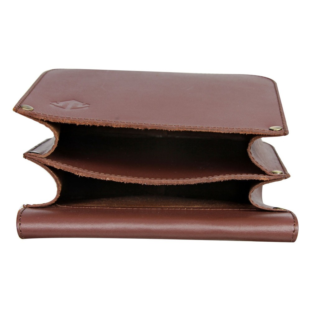 Wabash Tannery Leather Shell Bag- Brown
