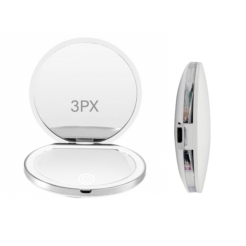Portable LED Makeup Mirror with 3 Light Modes, 3X Magnification & Compact Design