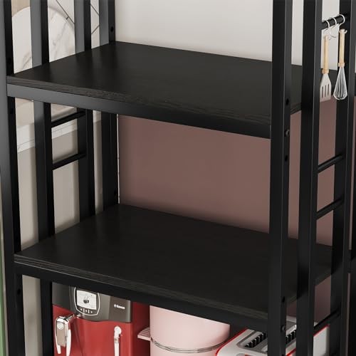 4 Tier Microwave Stand, Large Bakers Racks for Kitchens, Height Black