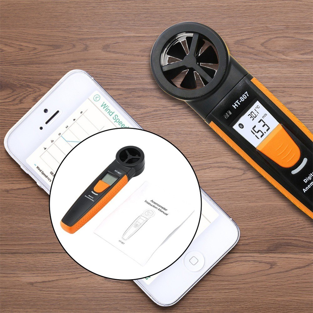 Compact Digital Anemometer with Backlight Display HT807 for Outdoor Use