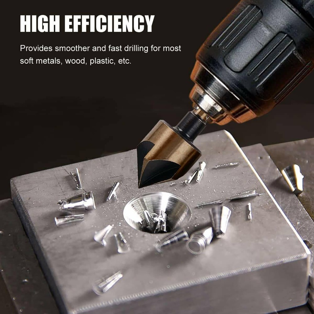 5pcs HSS Industrial Countersink Drill Bit Set Counter Sink Chamfer Angle US Ship