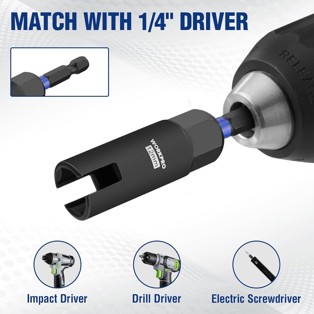 WORKPRO 3PC Power Wing Nut Driver Bit 9-15mm Nut Driver Bit Socket 1/4 Hex Shank