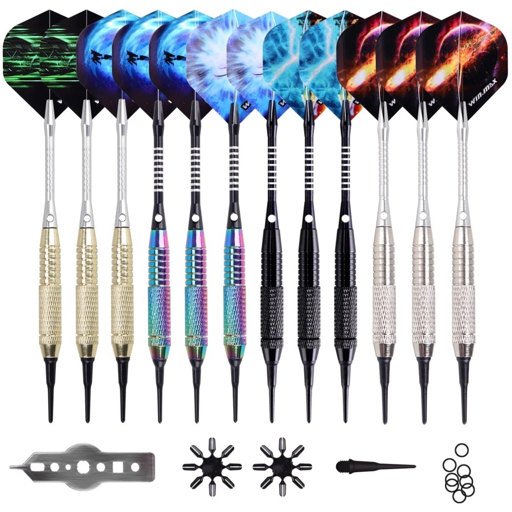 Ultimate Soft Tip Darts Set - 18g 12 Pcs + Accessories