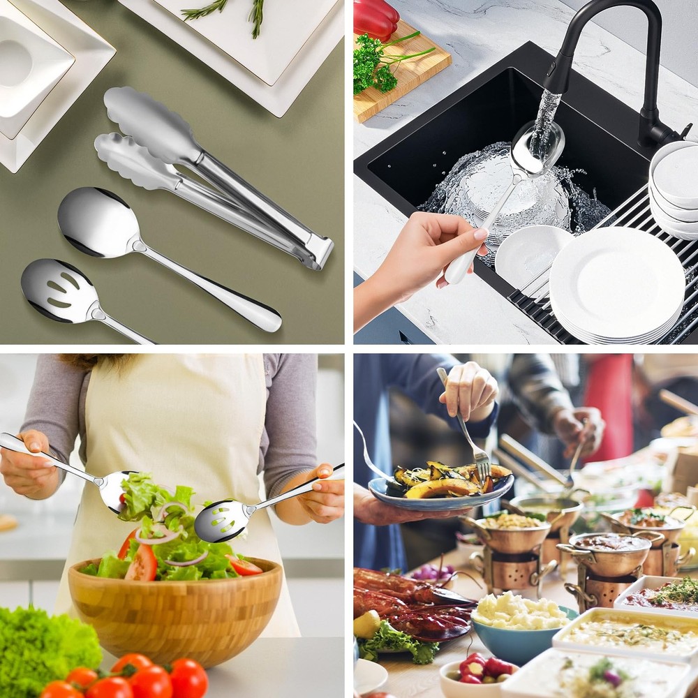 17PCS Serving Utensils Set Flatware, Stainless Steel Serveware Large Serving ...