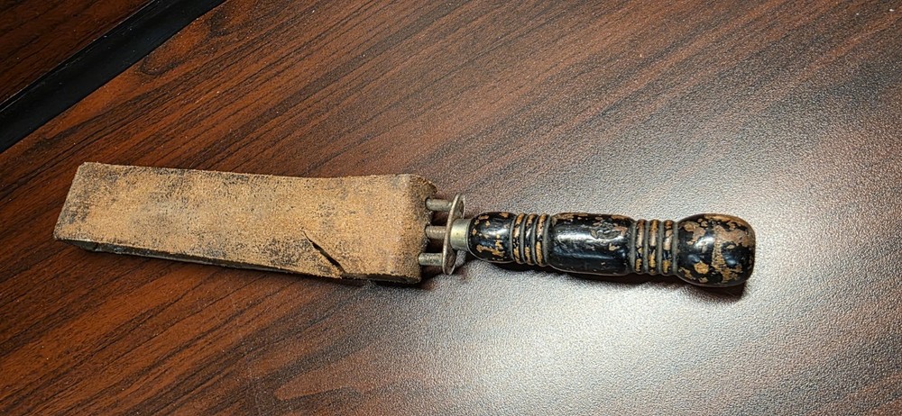 Antique Leather Blade Strop Razor Sharpener Wood Handle