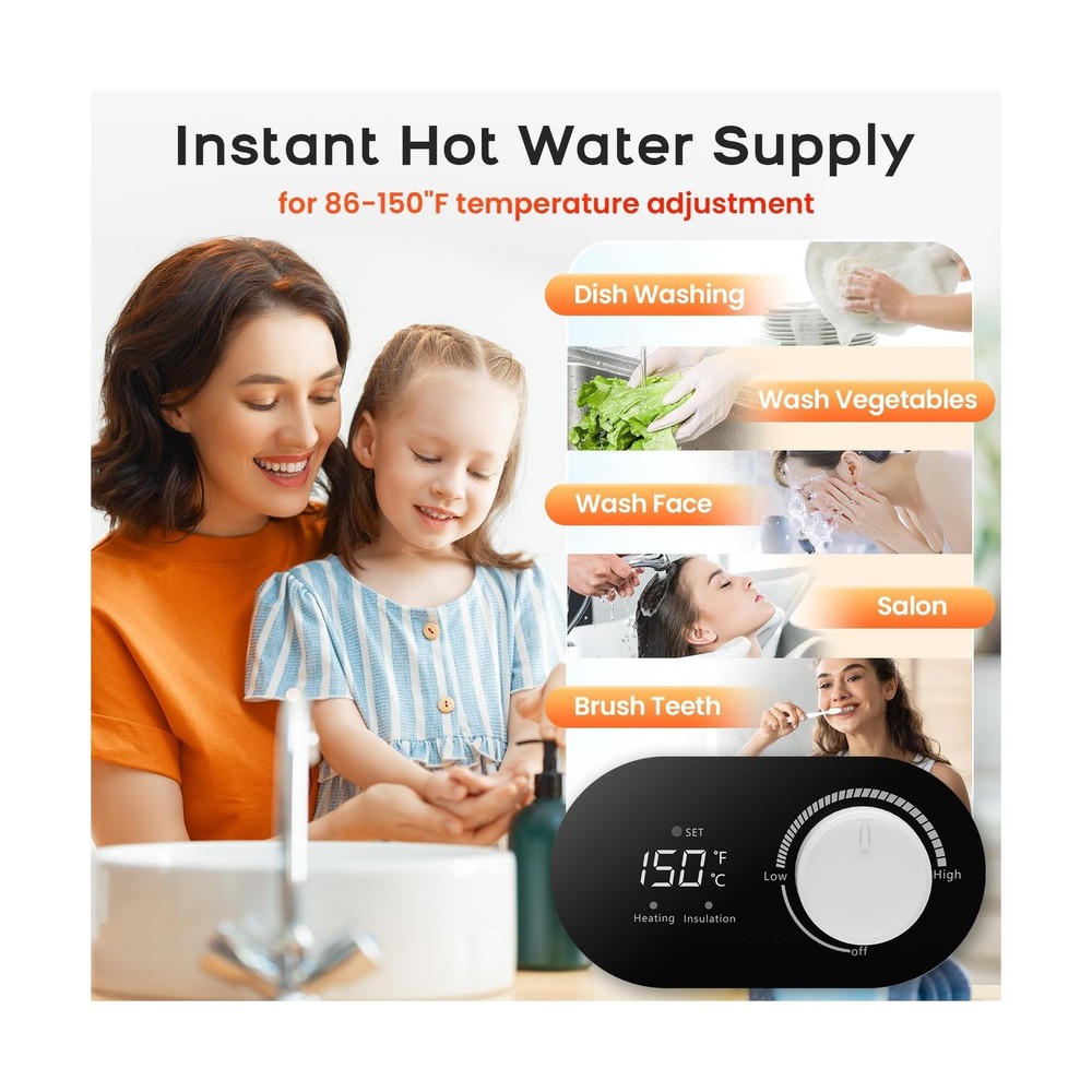 Electric Water Heater 4 Gallon Mini Tank Hot Water Under Sink Instant for Kit...