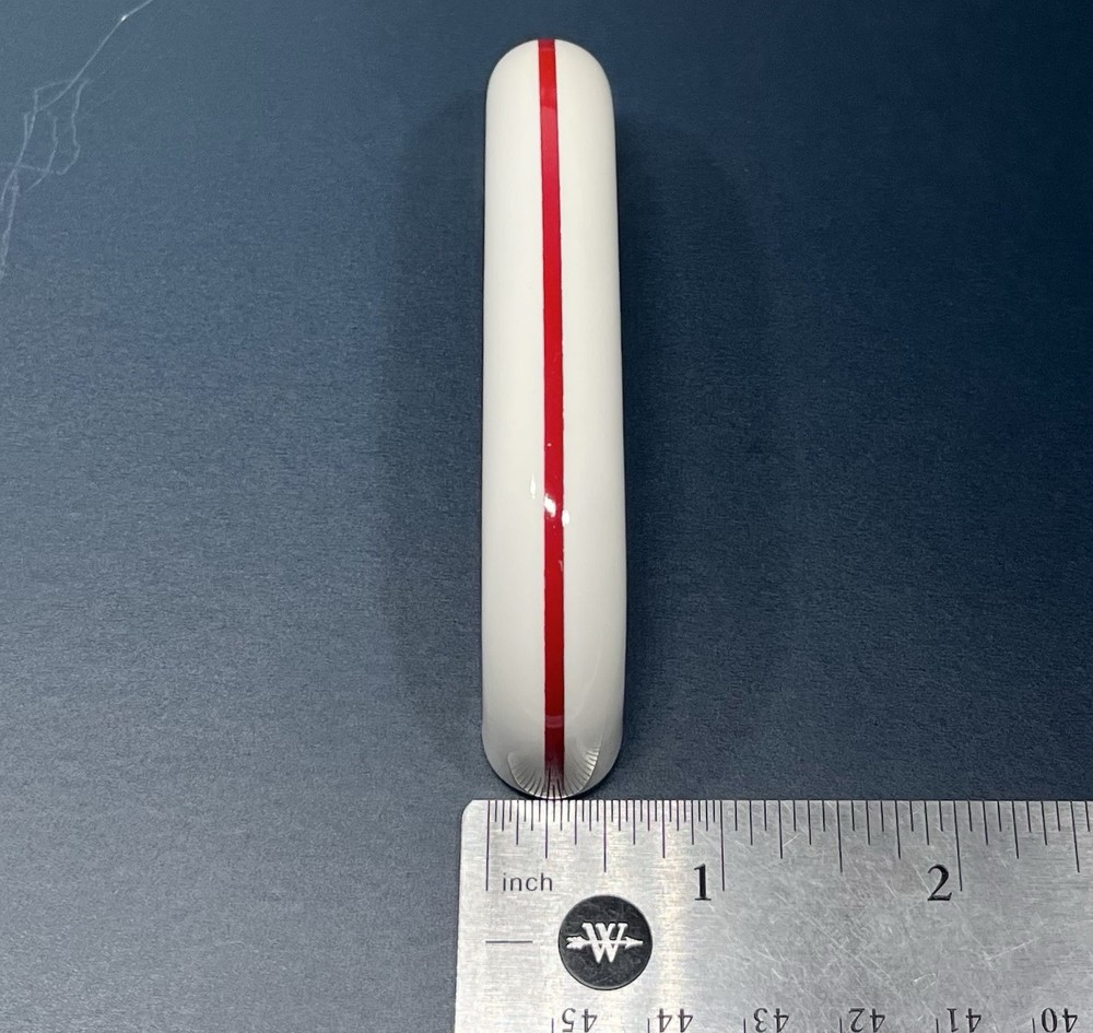 White Porcelain Ceramic Cabinet Handle Kitchen Pull Bath Drawer Red Stripe