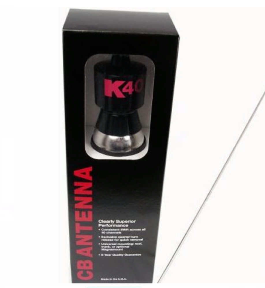 BASE LOADED MOBILE CB ANTENNA K40 STAINLESS WHIP