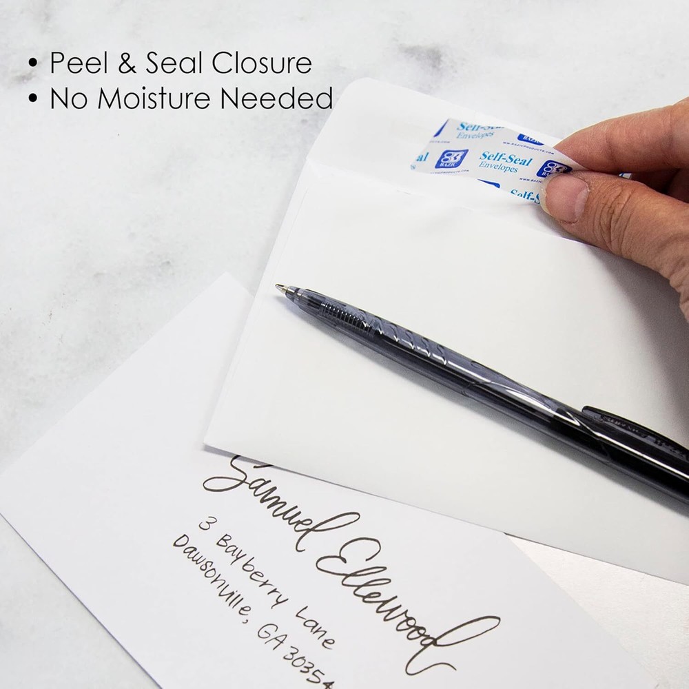 #6 3/4 Peel and Seal White Envelope, (100-Pack)