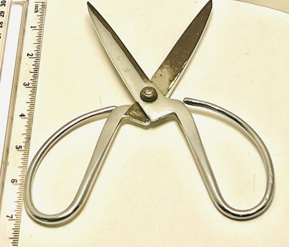 Vintage Shears Pruner Scissors Signed Characters Chrome Floral Tree Clippers