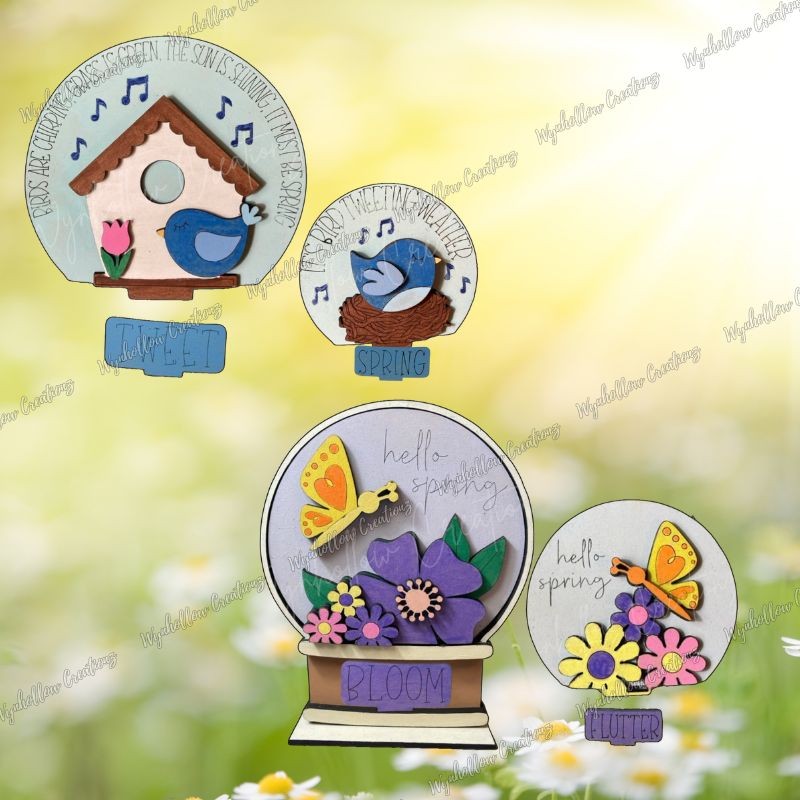 Springtime Butterfly and Bird Interchangeable Snow Globe