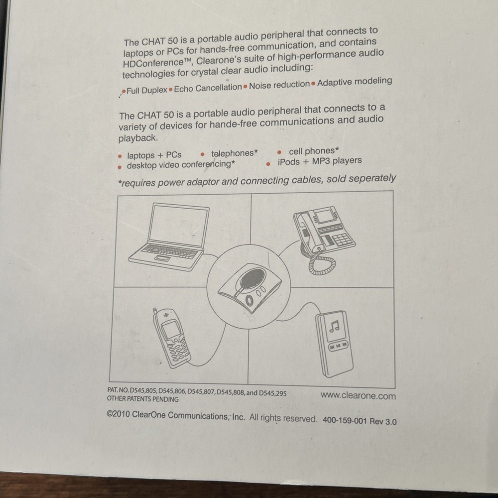 ClearOne Chat 50 USB Personal Speakerphone 910-159-001