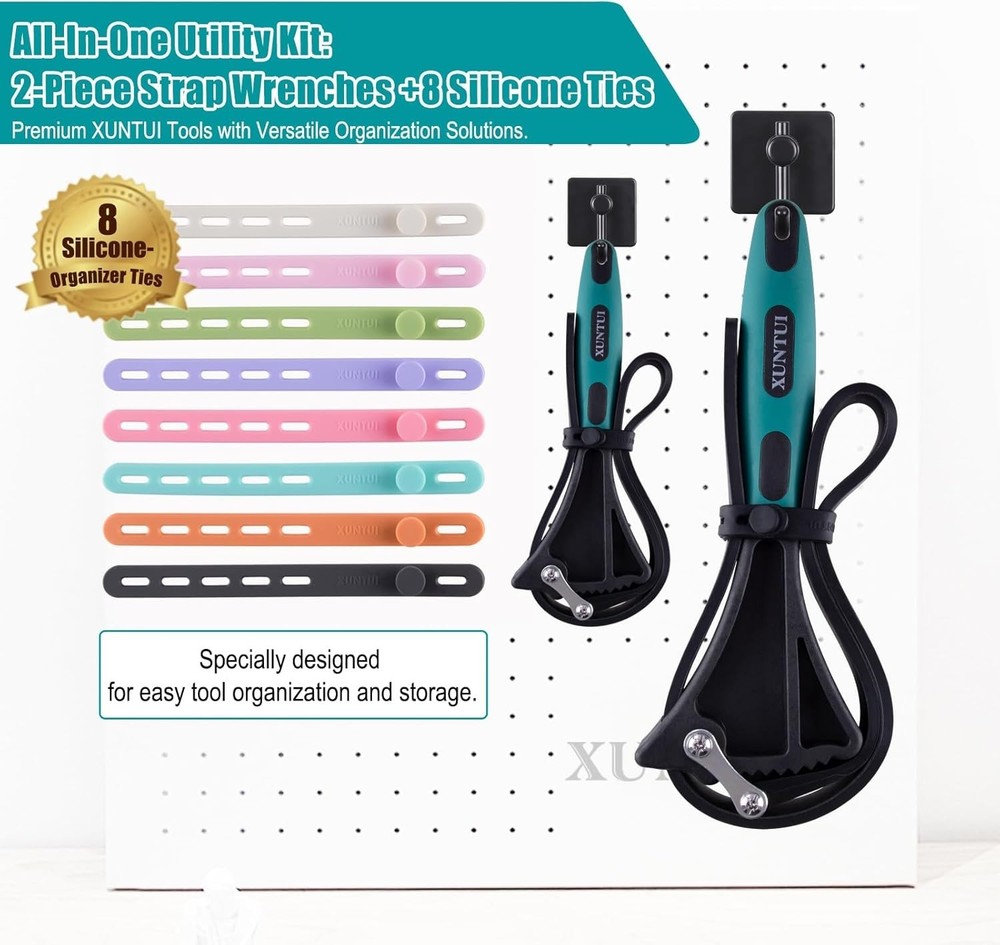 Rubber Strap Wrench Set 2pc Adjustable Anti‑Slip 4" & 6" Pipe Tool