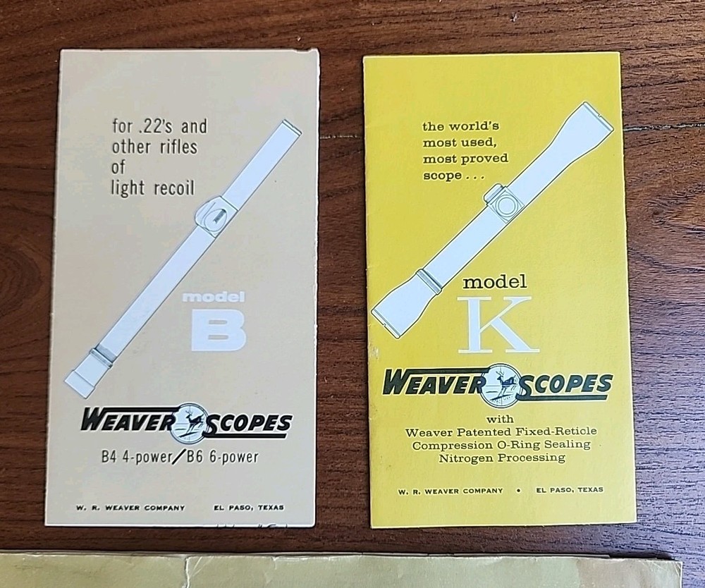 Weaver Scopes Catalog & Pamphlets Model K, Model B, 1960 Catalog
