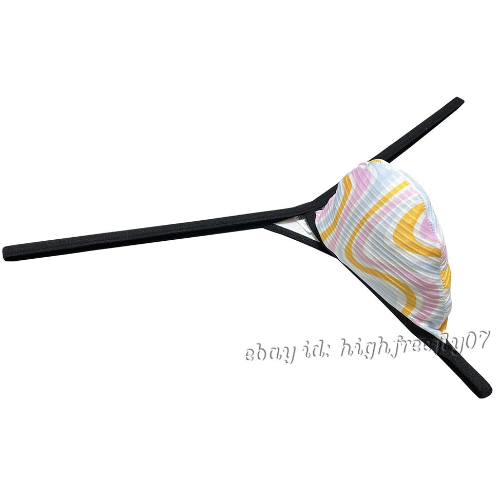 Men Minimal Coverage Pouch Thong Underwear Male Mini Bikini T-back String Tangas