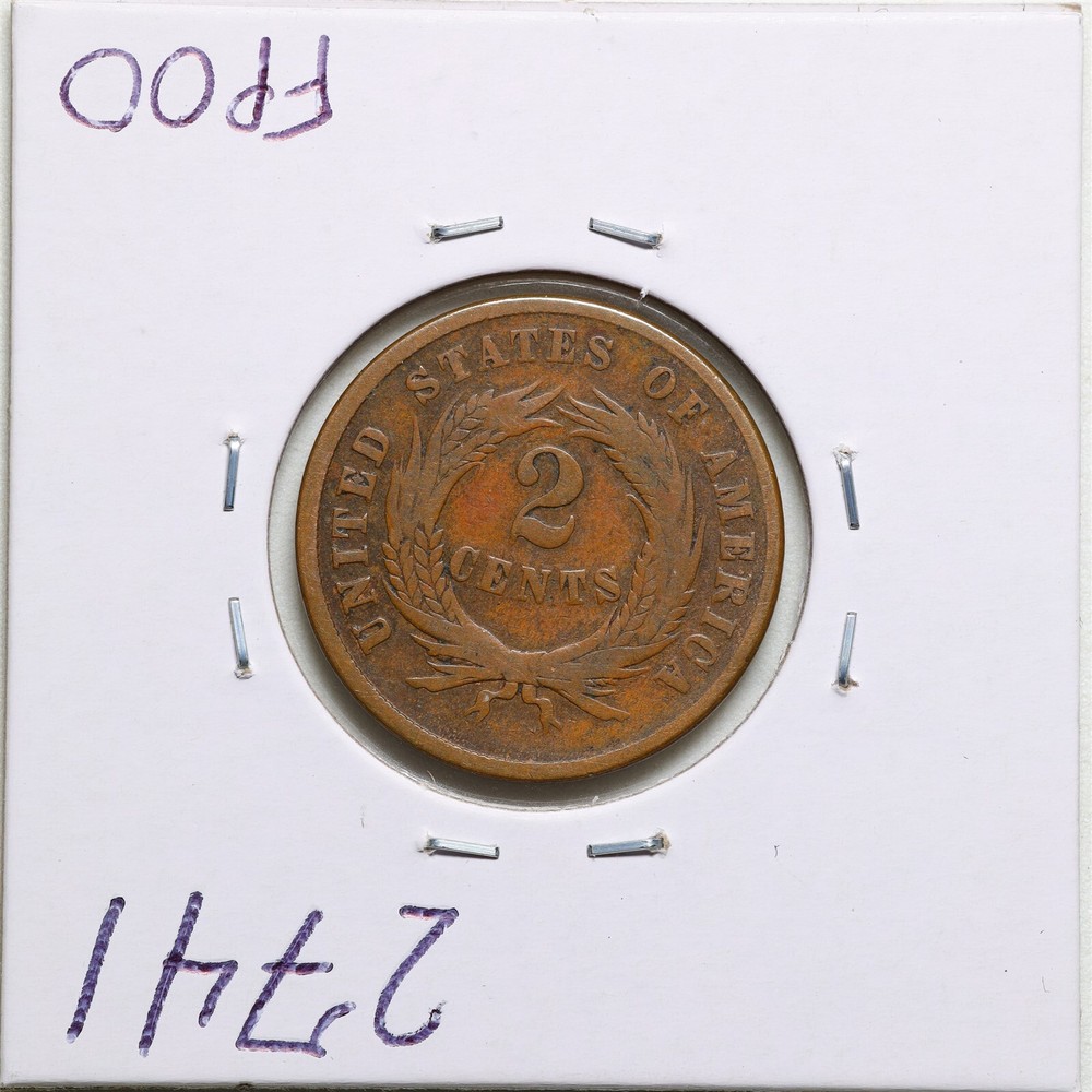 1865 2C Two Cent Piece in Good+ Condition #2741