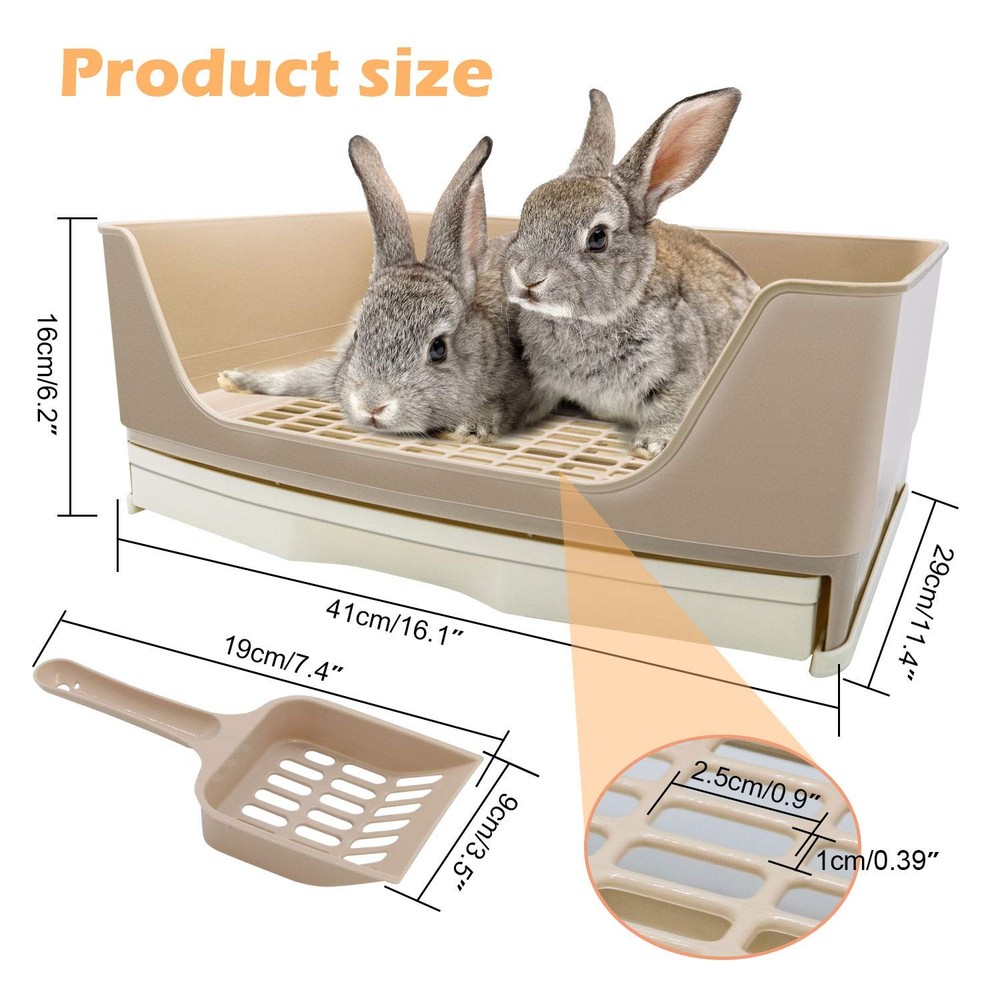 Large Rabbit Litter Box with Drawer | Corner Potty Trainer for Small Pets