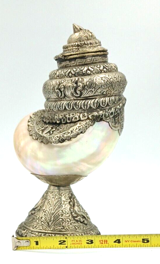 Antique Anglo Indian Silver Nautilus SIGNED Shell Cup