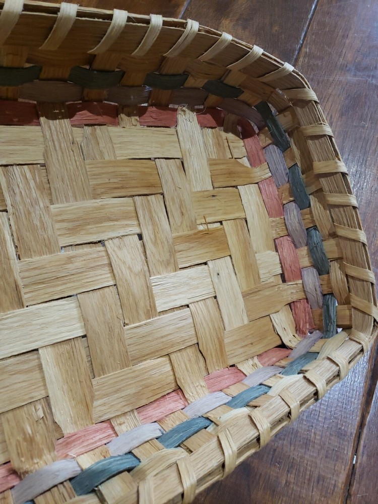 Extra Large Primitive Oak Ash Split 21" X 12" Rectangular Tricolor Basket Tray