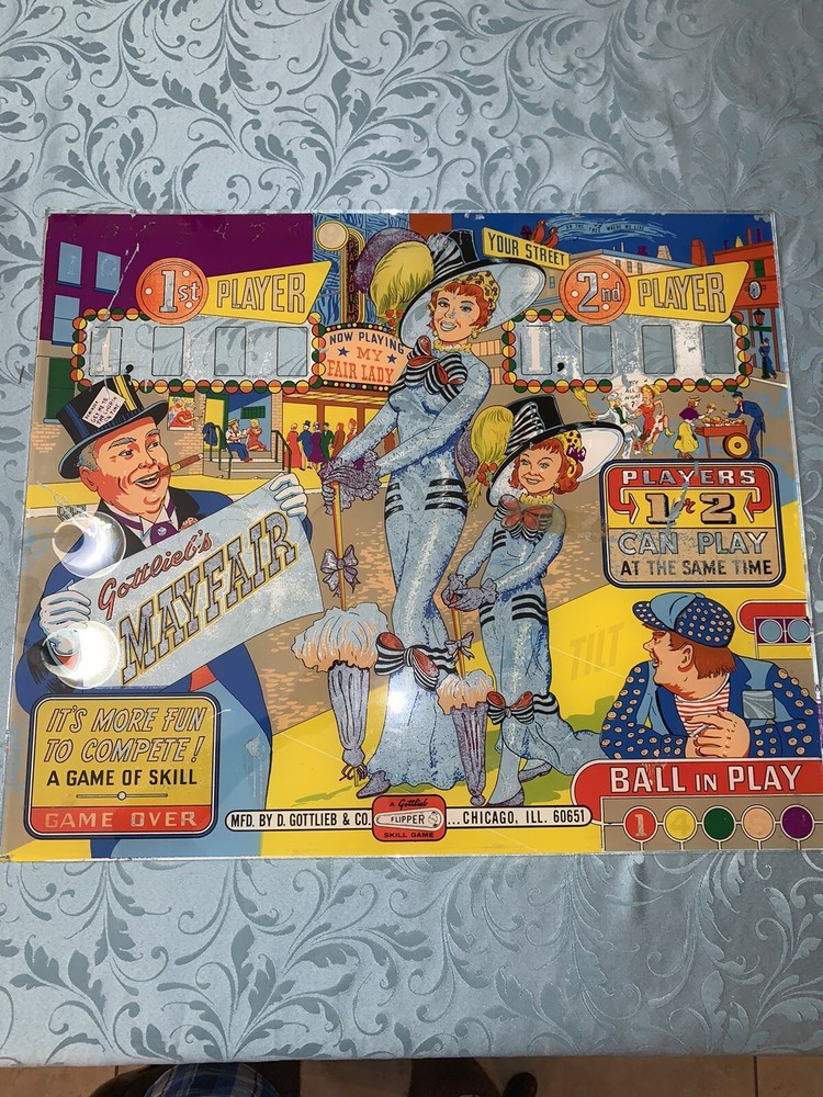 Gottlieb Mayfair pinball machine game Backglass