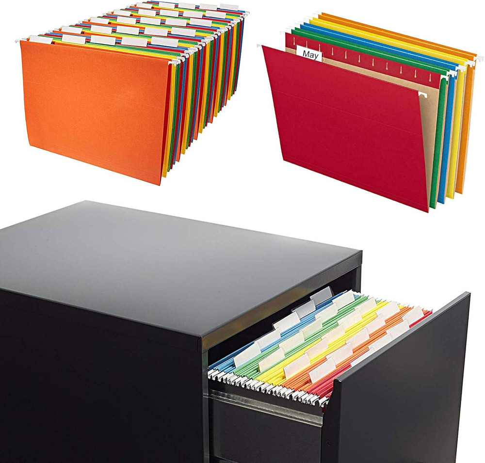 File Folder Tabs, 100+200 Sets Hanging File Folder Tabs with Inserts for Hanging