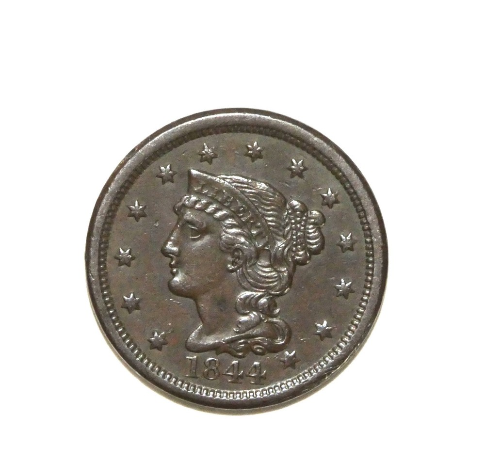 1844 Braided Hair Large Cent VF