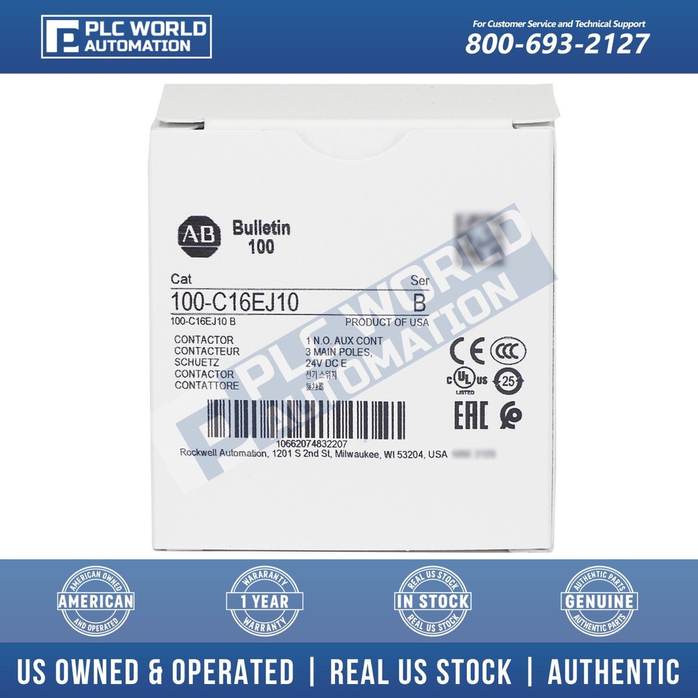 Allen Bradley 100-C16EJ10 IEC Contactor, 16A Brand New