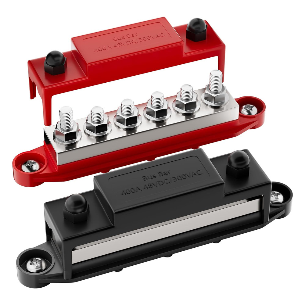 400A 12V Bus Bar Power Block – 6-Terminal Studs for Marine, Auto & Solar