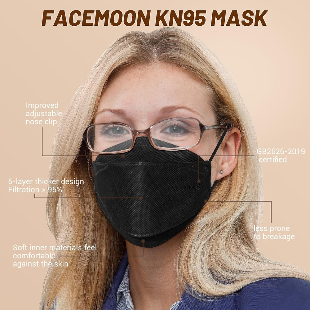 KN95 Face Mask Disposable Adults - 100 Pack Adjustable 5 Layer Protection KN9...