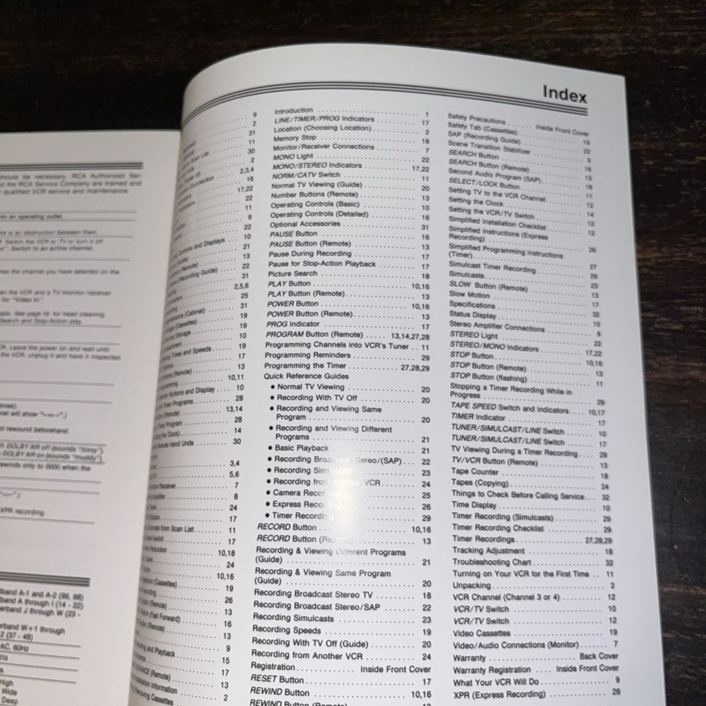 RCA VideoCassette Recorder Owner’s Manual Only