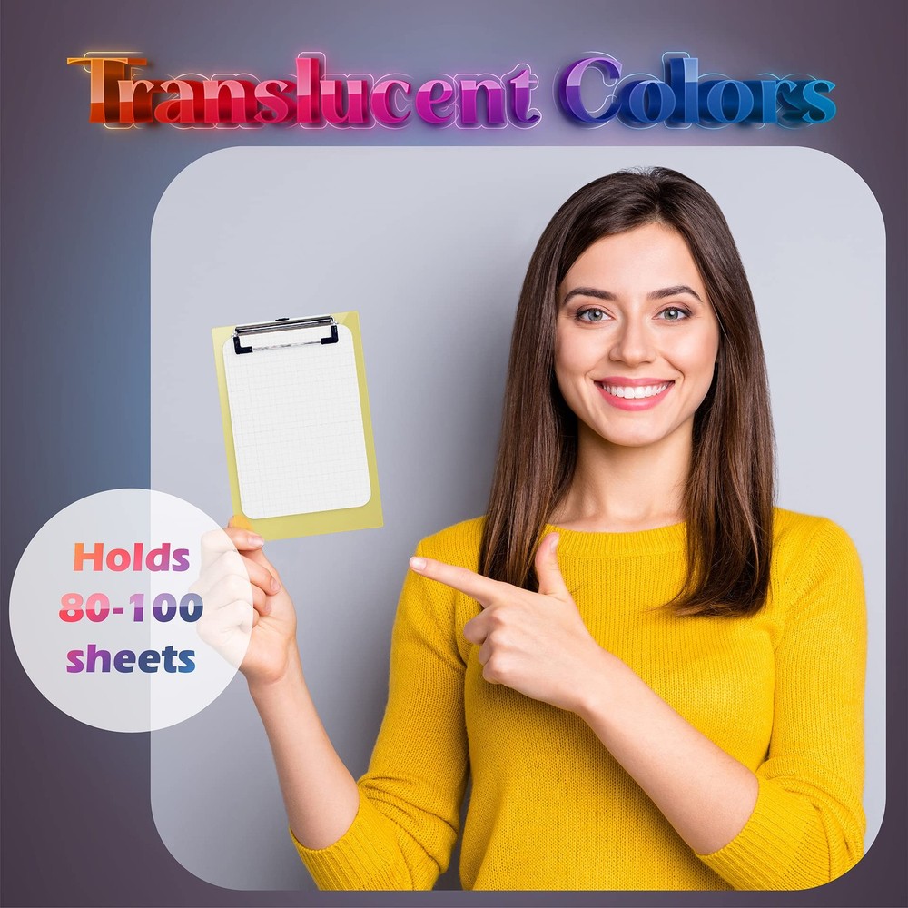 Mini Clipboards (6 Pack), Plastic, Low Profile Clips, Assorted Translucent Co...