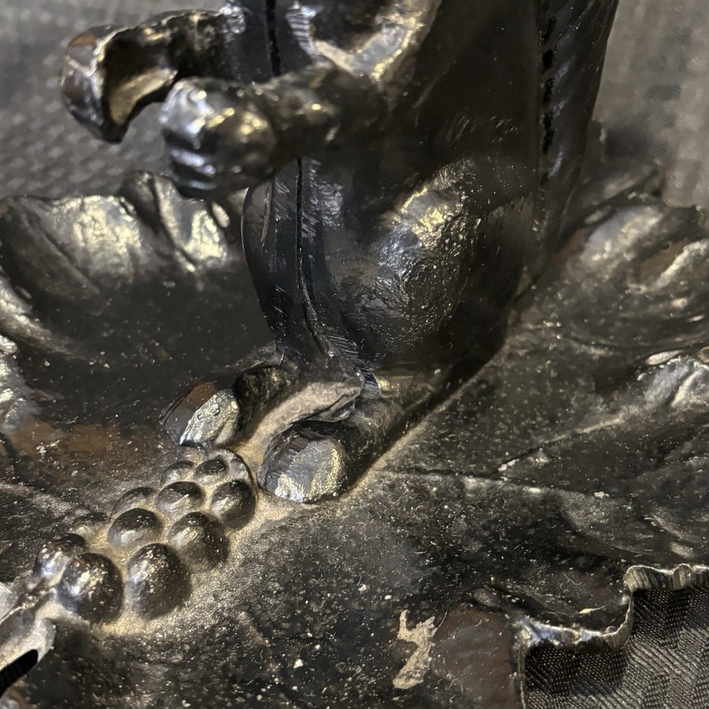 Vintage Cast Iron Squirrel Nutcracker Leaf Grape Base Heavy Mechanical Tool