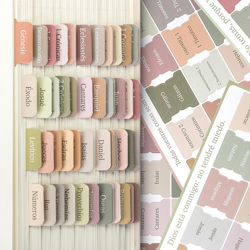 Boho Spanish Bible Tabs - 75 Laminated Tabs for Organized Study & Journaling