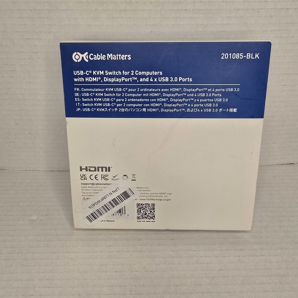 Cable Matters Dual 4K 60Hz USB C KVM Switch for 2 Computers 2 Monitors Open Box