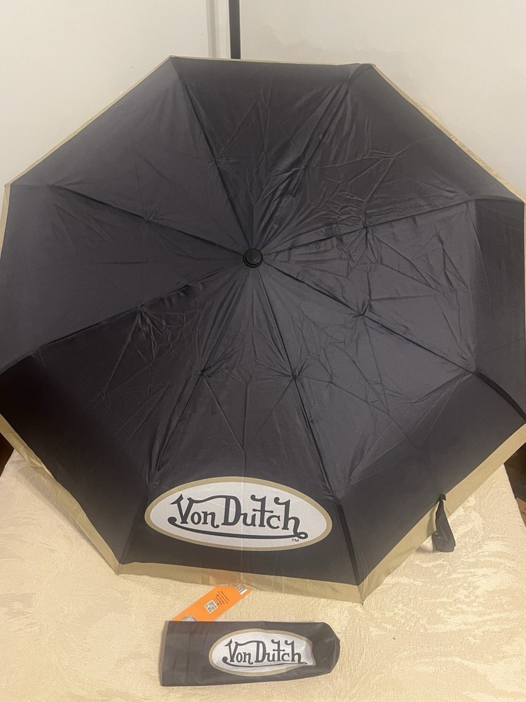 Von Dutch Umbrella Auto Open Brown Tan NWT