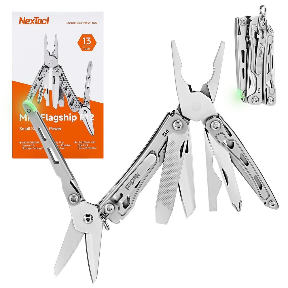 NexTool F12 Mini Multitool, 13-in-1 Keychain Multitool with Serrated Scissors...
