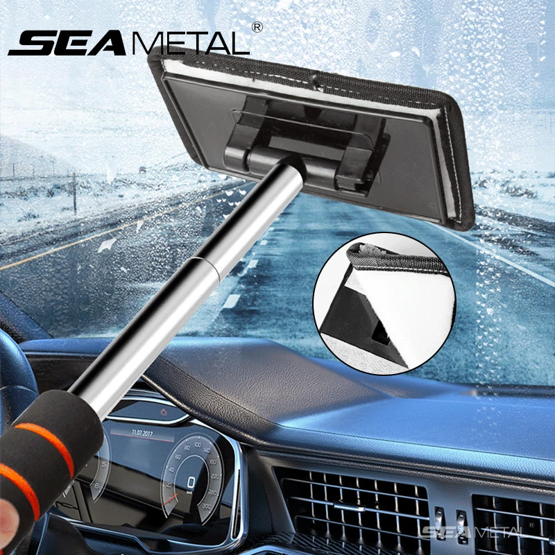 Car Windshield Defogging Brush Telescopic Handle Glass Cleaning Tool