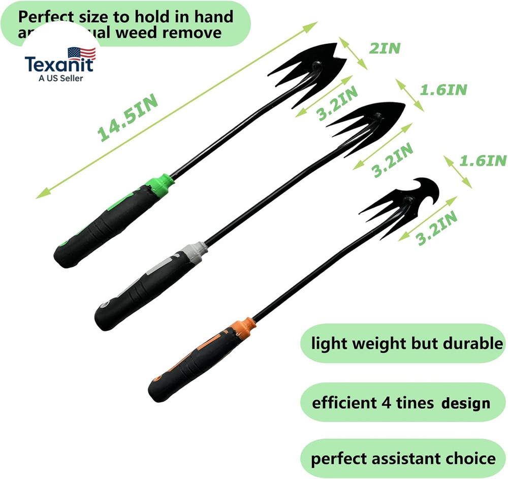 3Pcs Weed Puller Tool Garden Weed Pulling Tool,Portable Garden Weeder Tool,Garde