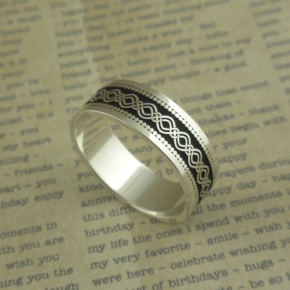 IRISH STERLING SILVER CELTIC KNOT WEDDING RING Oxidized IRISH BORU SIZE 10