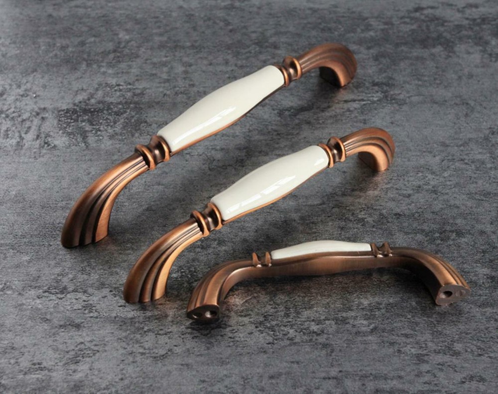 Ceramic Cabinet Pull Handles Antique Dresser Drawer Knobs Black White Pulls