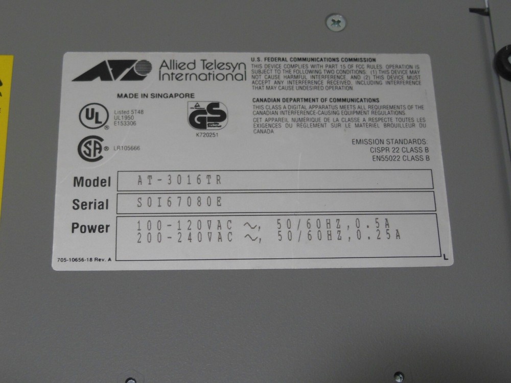 Allied Telesyn AT-3016TR CentreCOM 16-Port Network Hub - Tested