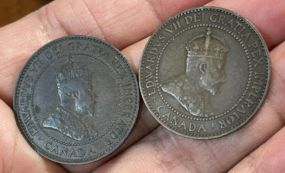 1906 & 1909 Canada One Large Cent 2 Coins lot