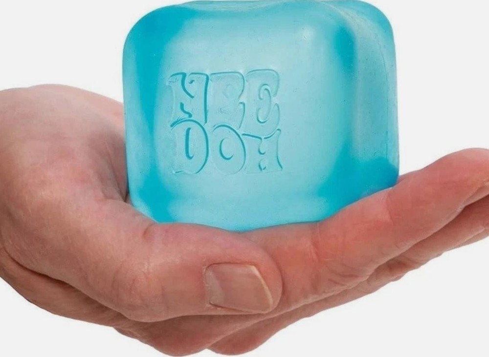 Schylling Needoh Nice Cube Sensory Toy with a Super Solid Squish BLUE