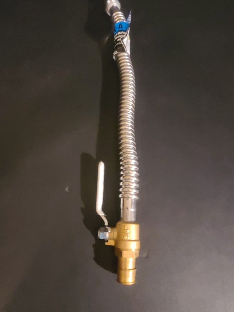 3/4" PEX-A x FNPT FLEXIBLE Water Heater Connector 18" L Stainless w/ Ball Valve