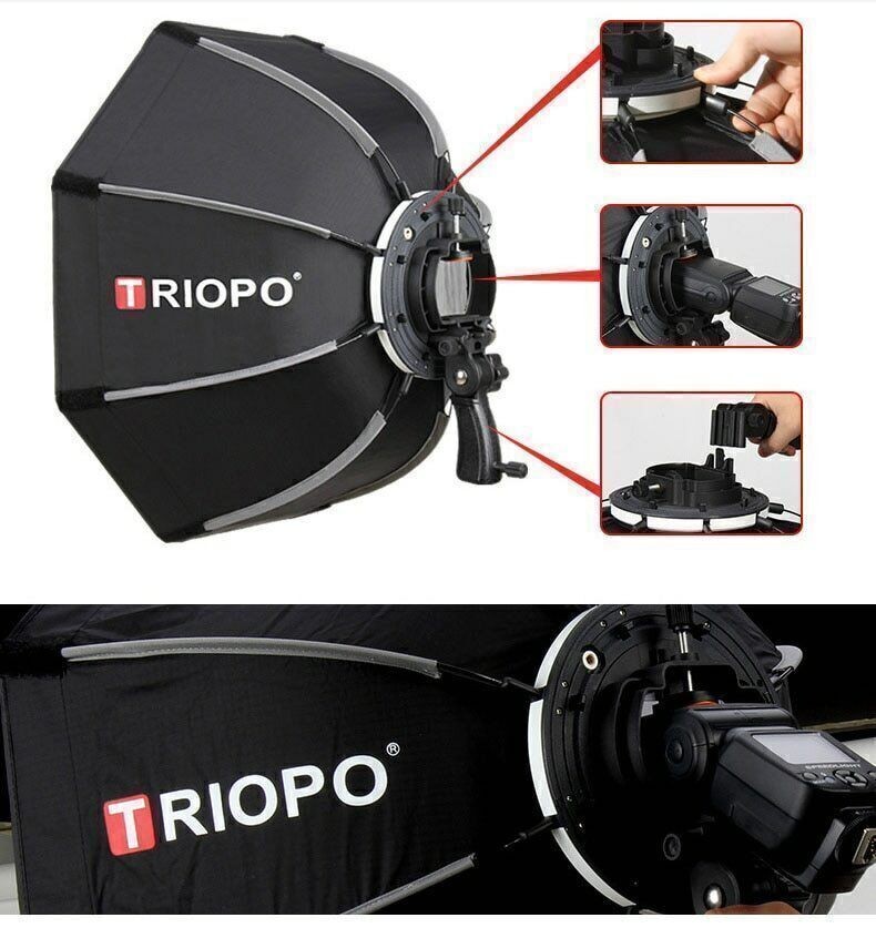 65cm TRIOPO Flashlight Handgrip Umbrella Speedlight Flash Octagon Softboxes Box