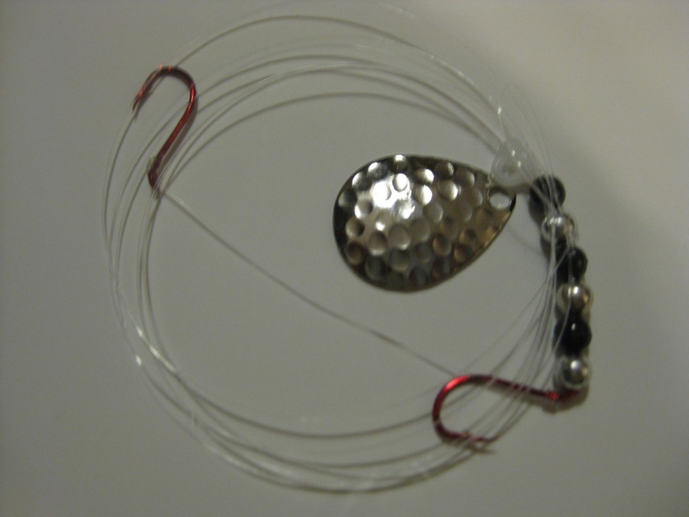 Walleye 2 Hook Spinner Rigs Crawler Harness (Hammered Silver)